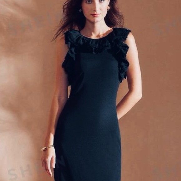 MICHAEL KORS Sleeveless Flutter Little Black Dress With Ruffles Scoop Ne… - Picture 1 of 11